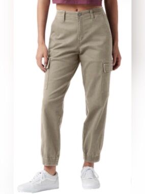 NWT Dickies Womens High Rise Cargo Jogger 26R Desert Sand Twill Elastic Waist
